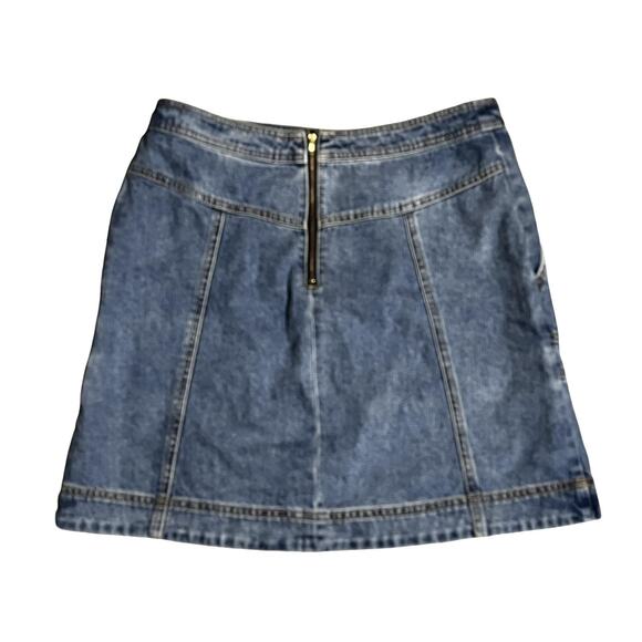 Cabi Skirt Womens 8 Blue Denim Mini A Line Utility Pockets Zipper Casual Retro - Picture 2 of 9